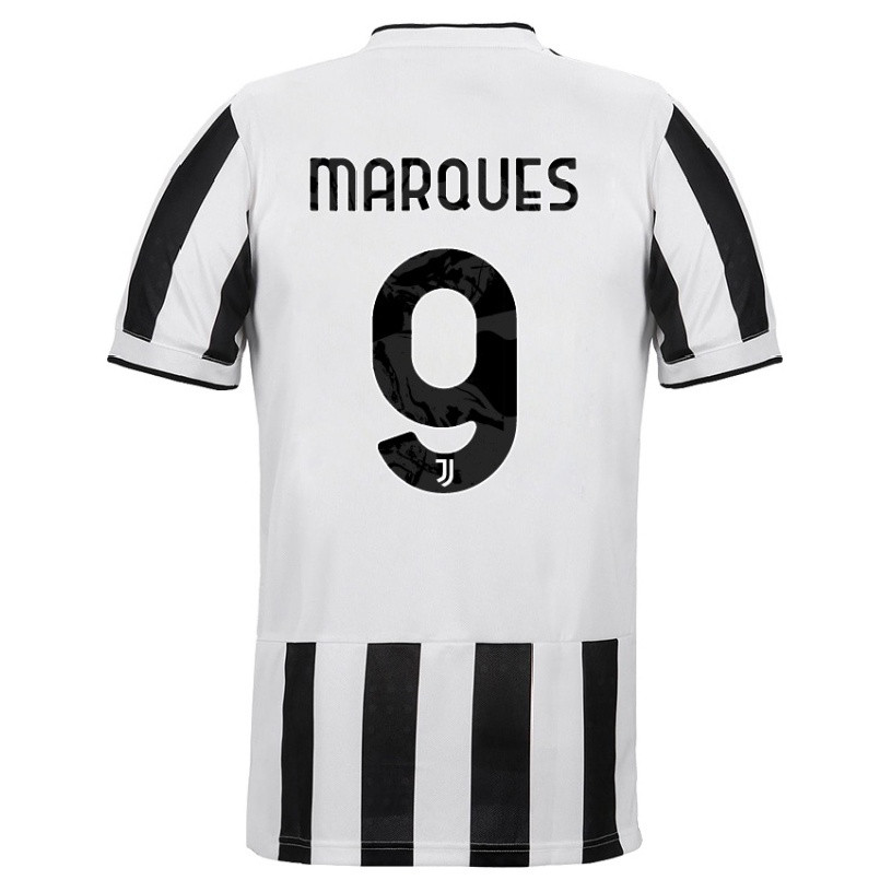 Damen Fußball Alejandro Marques #9 Weiß Schwarz Heimtrikot Trikot 2021/22 T-shirt