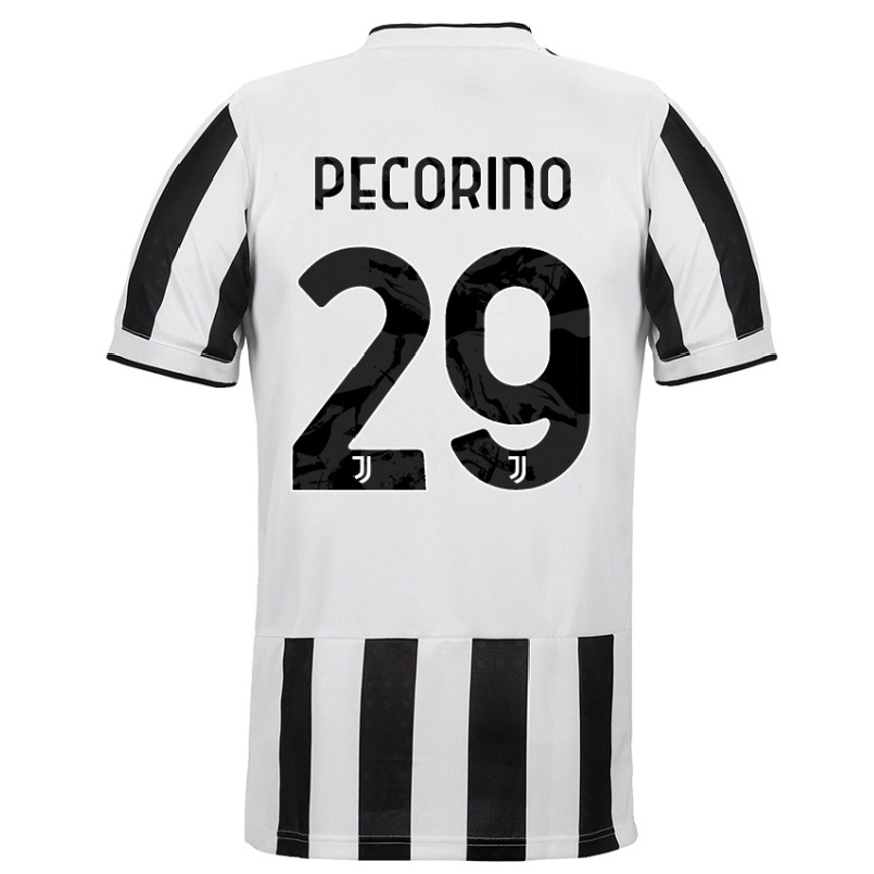 Damen Fußball Emanuele Pecorino #29 Weiß Schwarz Heimtrikot Trikot 2021/22 T-shirt