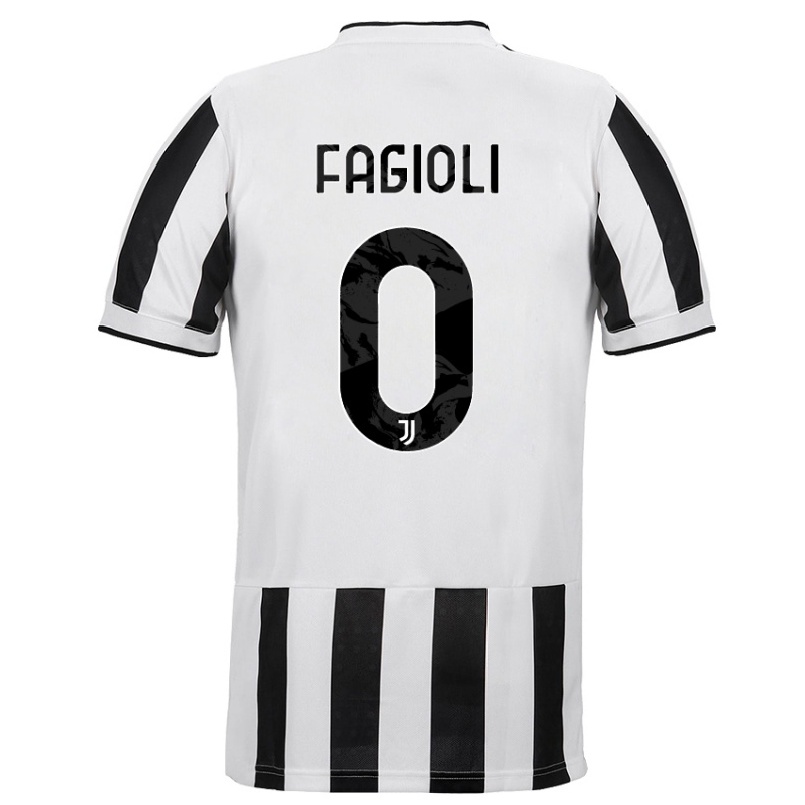 Damen Fußball Nicolo Fagioli #0 Weiß Schwarz Heimtrikot Trikot 2021/22 T-shirt