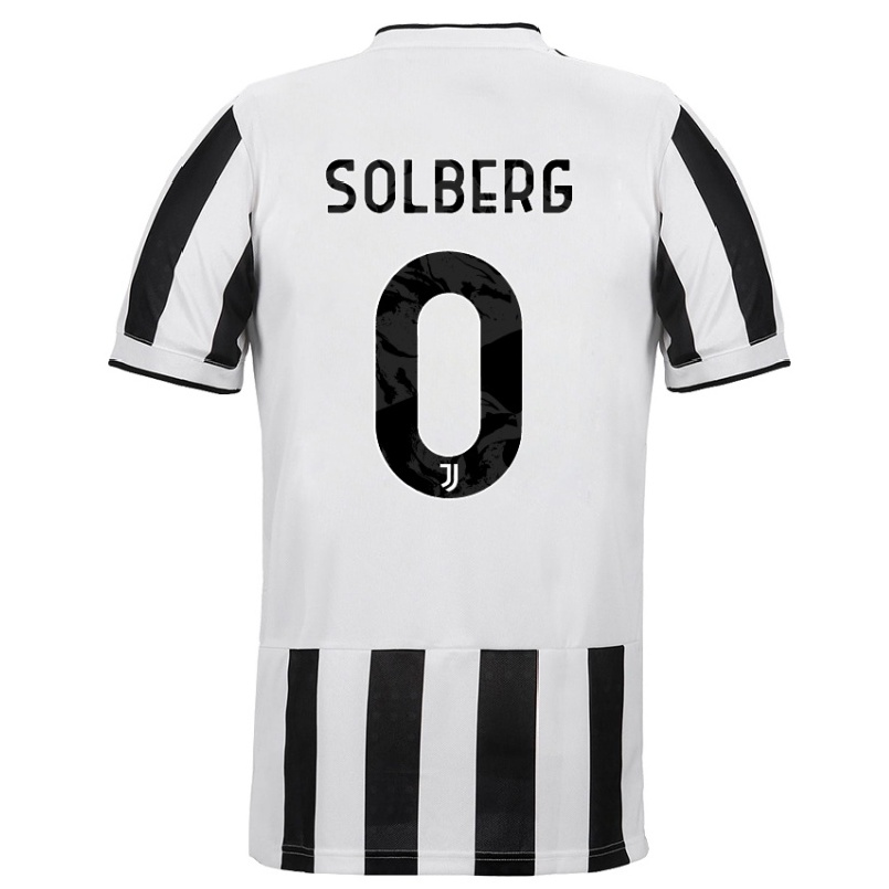 Damen Fußball Elias Solberg #0 Weiß Schwarz Heimtrikot Trikot 2021/22 T-shirt