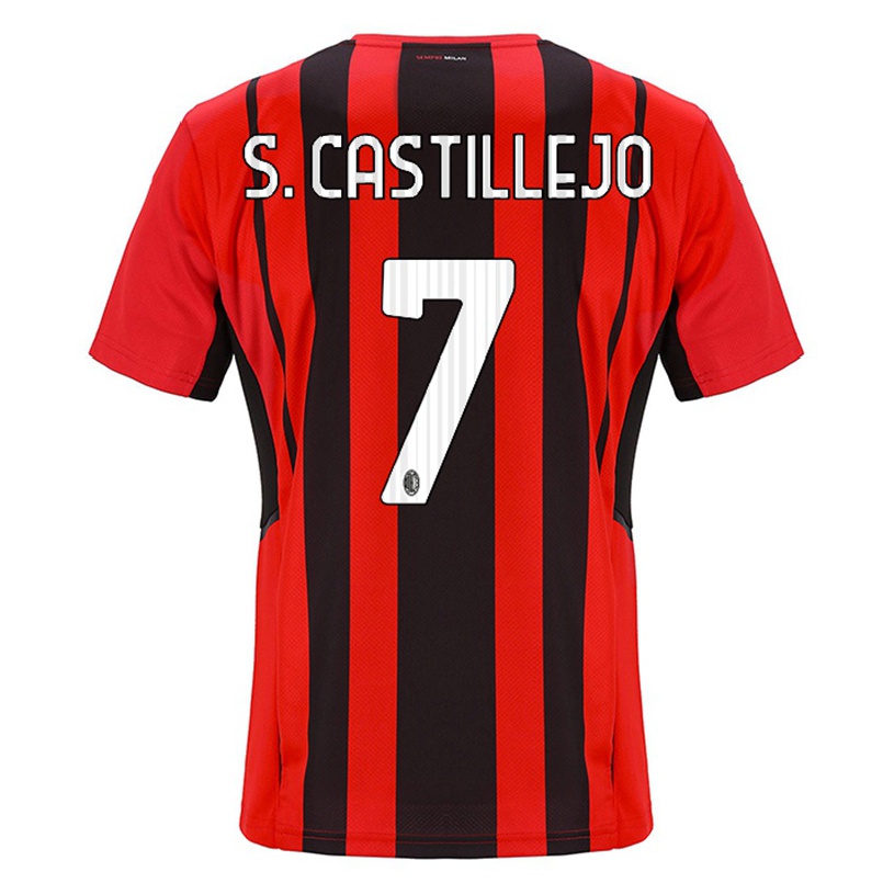 Damen Fußball Samu Castillejo #7 Rot Schwarz Heimtrikot Trikot 2021/22 T-shirt