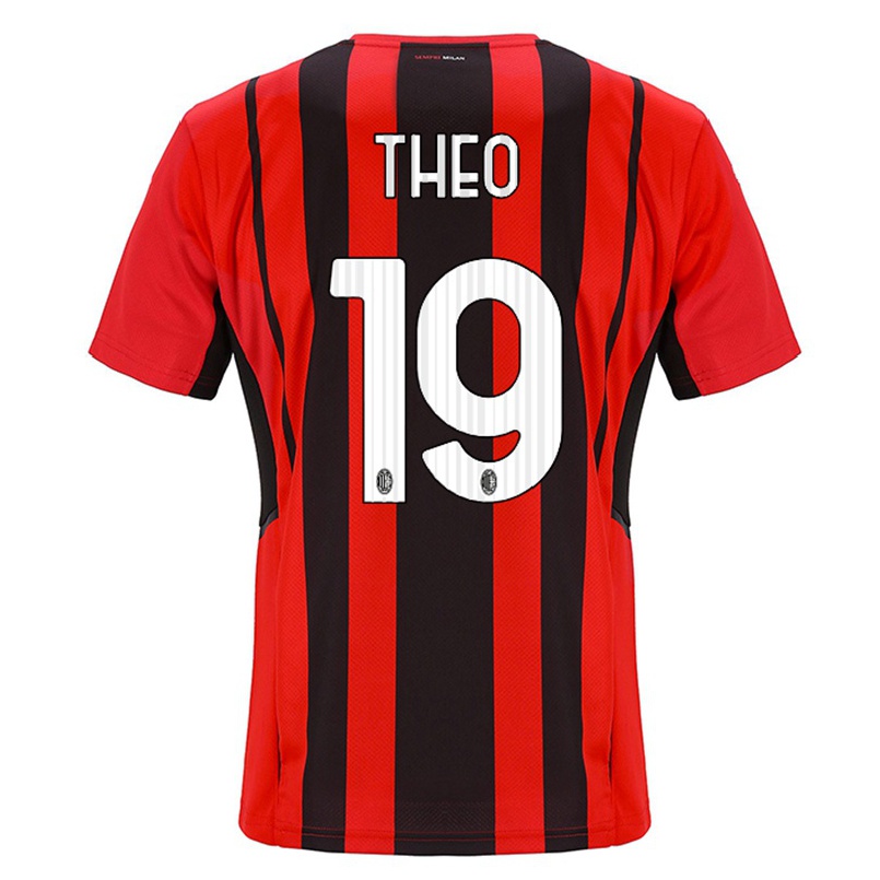 Damen Fußball Theo Hernandez #19 Rot Schwarz Heimtrikot Trikot 2021/22 T-shirt