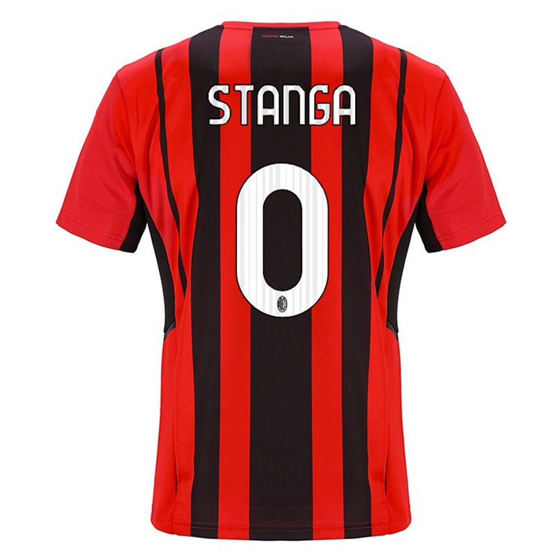 Damen Fußball Luca Stanga #0 Rot Schwarz Heimtrikot Trikot 2021/22 T-shirt