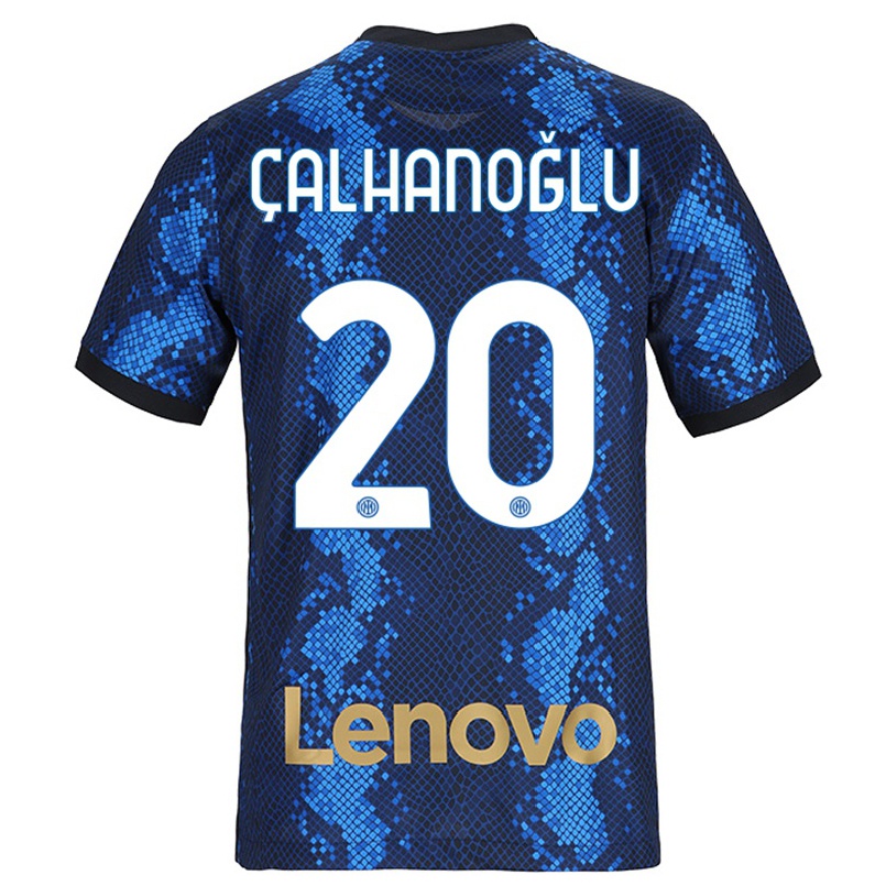 Damen Fußball Hakan Calhanoglu #20 Dunkelblau Heimtrikot Trikot 2021/22 T-shirt