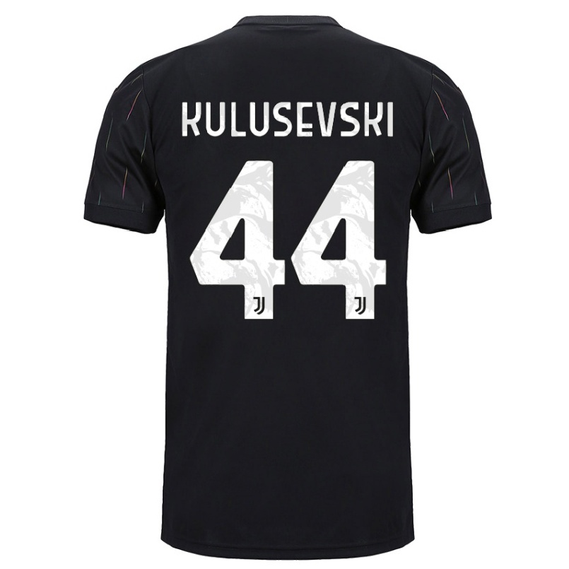 Damen Fußball Dejan Kulusevski #44 Schwarz Auswärtstrikot Trikot 2021/22 T-shirt