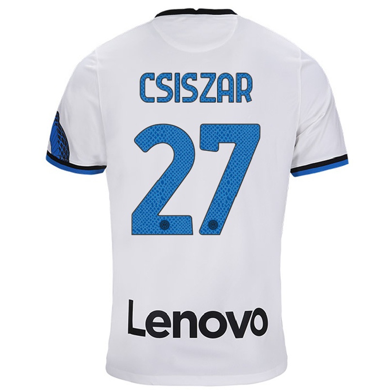 Damen Fußball Henrietta Csiszar #27 Weiß Blau Auswärtstrikot Trikot 2021/22 T-shirt
