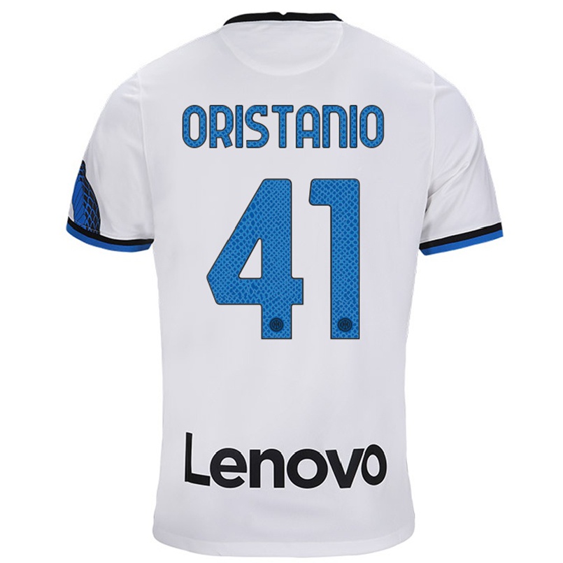 Damen Fußball Gaetano Oristanio #41 Weiß Blau Auswärtstrikot Trikot 2021/22 T-shirt