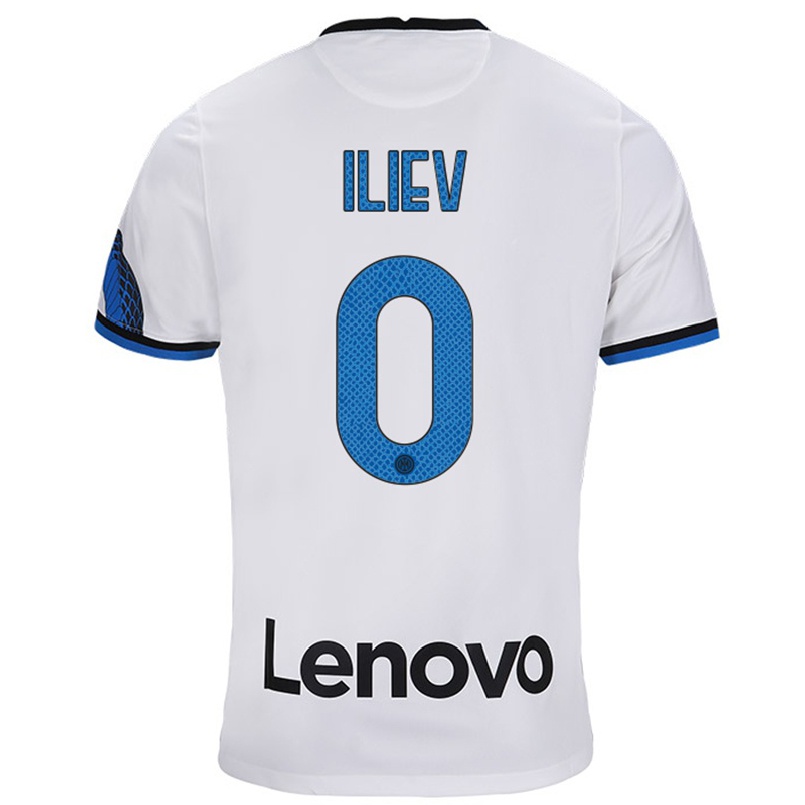 Damen Fußball Nikola Iliev #0 Weiß Blau Auswärtstrikot Trikot 2021/22 T-shirt