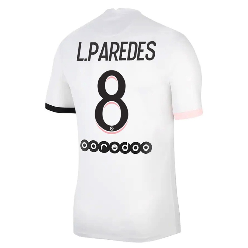 Damen Fußball Leandro Paredes #8 Weiß Rosa Auswärtstrikot Trikot 2021/22 T-shirt
