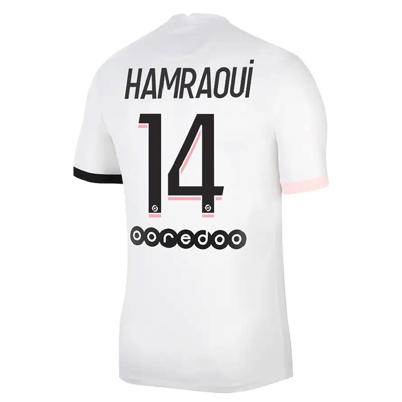 Damen Fußball Kheira Hamraoui #14 Weiß Rosa Auswärtstrikot Trikot 2021/22 T-shirt