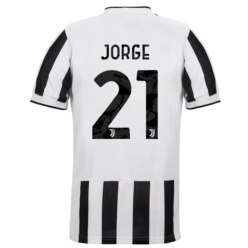 Damen Fußball Kaio Jorge #21 Weiß Schwarz Heimtrikot Trikot 2021/22 T-shirt