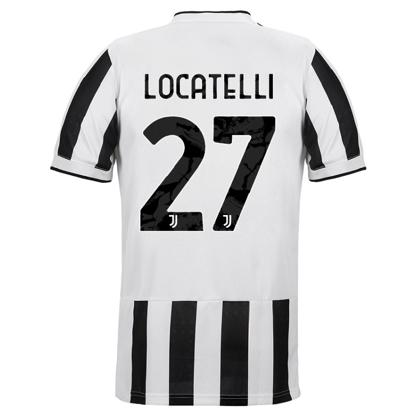 Damen Fußball Manuel Locatelli #27 Weiß Schwarz Heimtrikot Trikot 2021/22 T-shirt