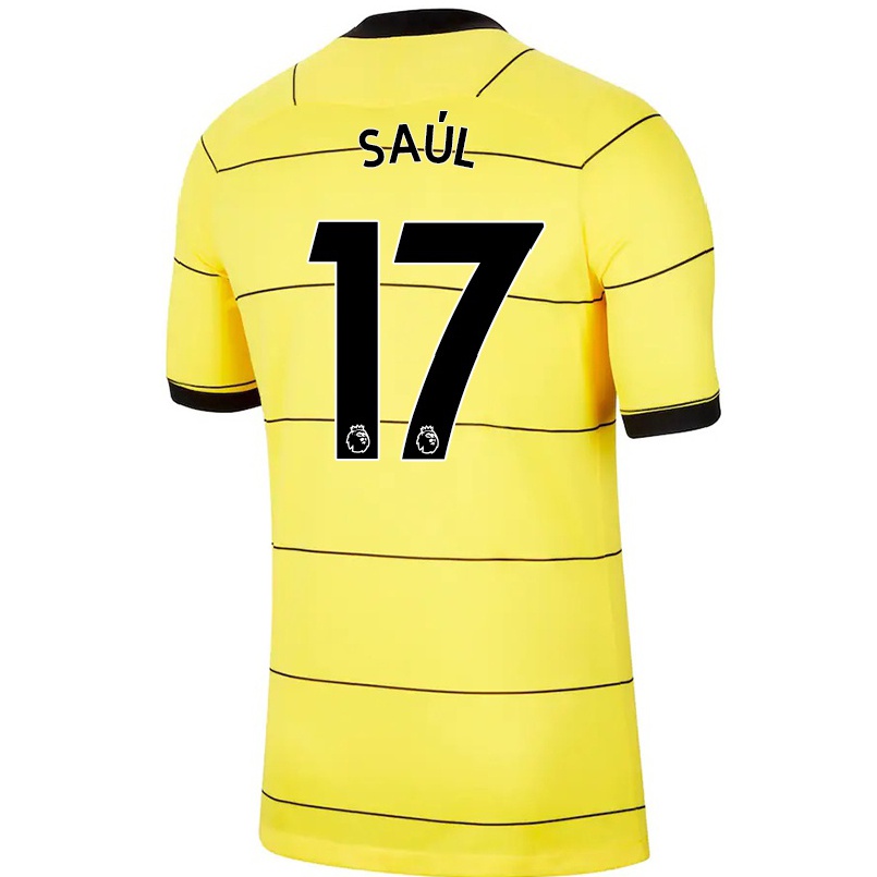 Damen Fußball Saul Níguez #17 Gelb Auswärtstrikot Trikot 2021/22 T-shirt