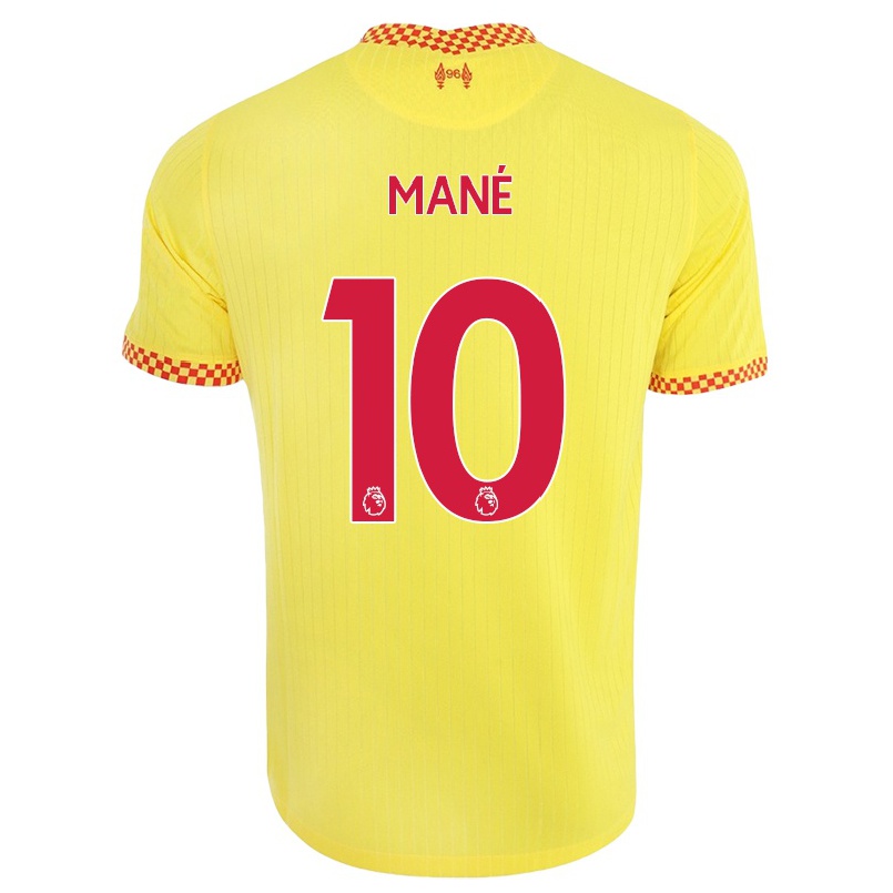 Damen Fußball Sadio Mane #10 Gelb Ausweichtrikot Trikot 2021/22 T-shirt