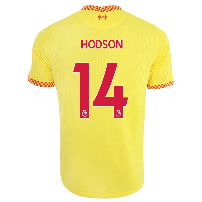 Damen Fußball Ashley Hodson #14 Gelb Ausweichtrikot Trikot 2021/22 T-shirt