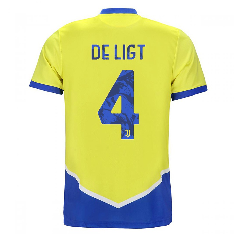 Damen Fußball Matthijs De Ligt #4 Blau Gelb Ausweichtrikot Trikot 2021/22 T-shirt