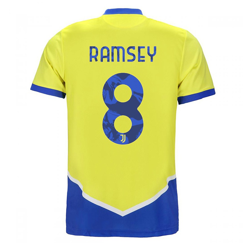 Damen Fußball Aaron Ramsey #8 Blau Gelb Ausweichtrikot Trikot 2021/22 T-shirt