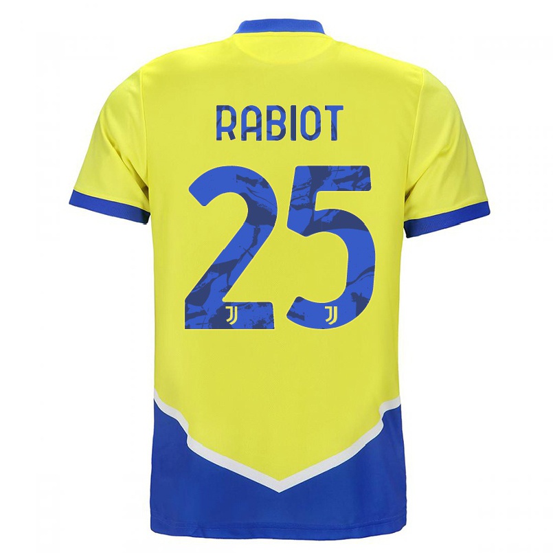 Damen Fußball Adrien Rabiot #25 Blau Gelb Ausweichtrikot Trikot 2021/22 T-shirt
