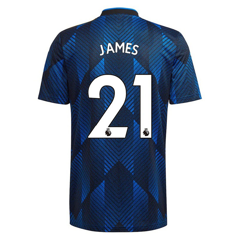 Damen Fußball Daniel James #21 Dunkelblau Ausweichtrikot Trikot 2021/22 T-shirt