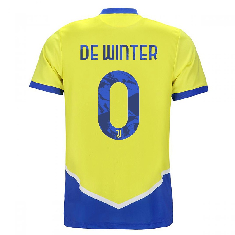 Damen Fußball Koni De Winter #0 Blau Gelb Ausweichtrikot Trikot 2021/22 T-shirt