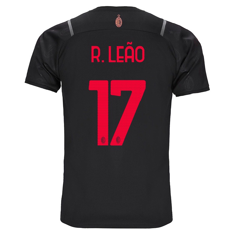 Damen Fußball Rafael Leao #17 Schwarz Ausweichtrikot Trikot 2021/22 T-shirt