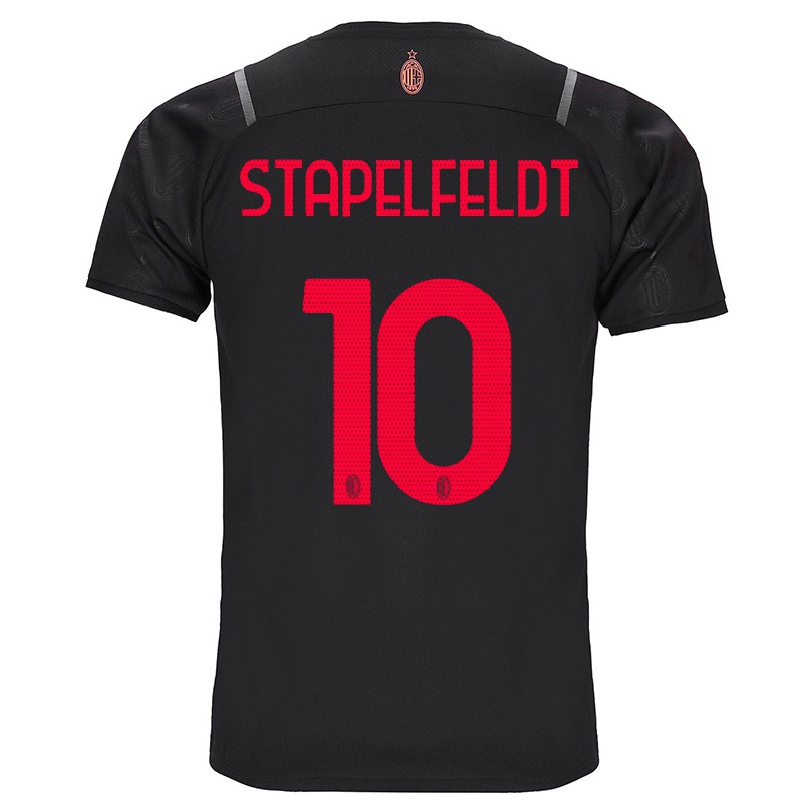 Damen Fußball Nina Stapelfeldt #10 Schwarz Ausweichtrikot Trikot 2021/22 T-shirt