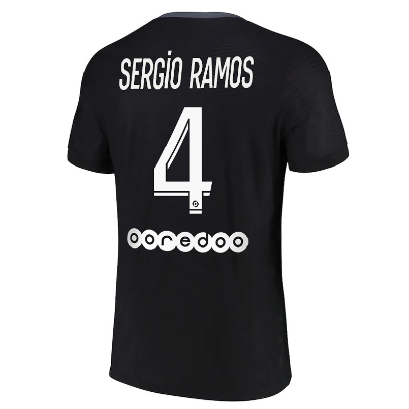 Damen Fußball Sergio Ramos #4 Schwarz Ausweichtrikot Trikot 2021/22 T-shirt