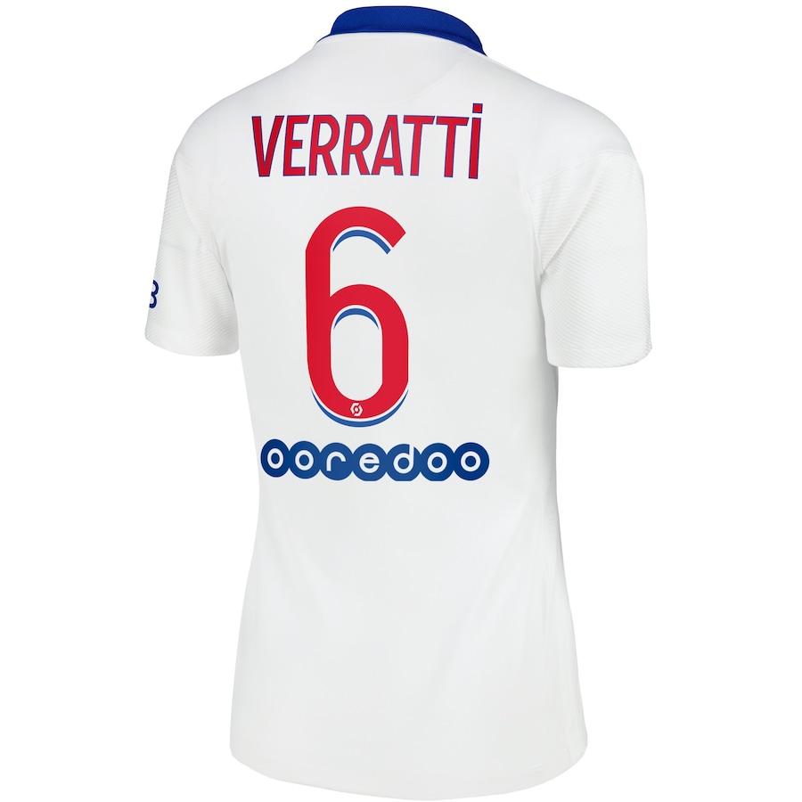 Damen Fußball Marco Verratti #6 Auswärtstrikot Weiß Trikot 2020/21 Hemd