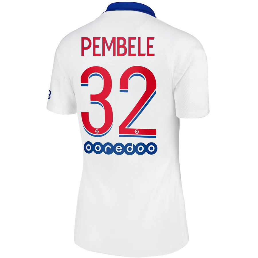 Damen Fußball Timothee Pembele #32 Auswärtstrikot Weiß Trikot 2020/21 Hemd