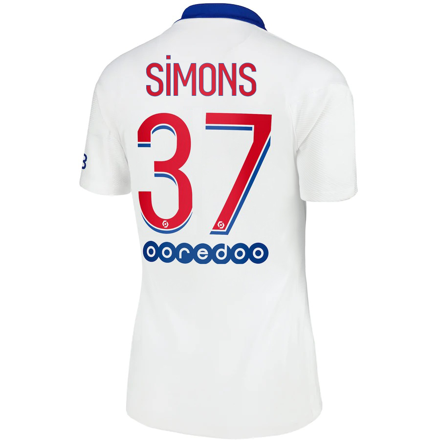 Damen Fußball Xavi Simons #37 Auswärtstrikot Weiß Trikot 2020/21 Hemd