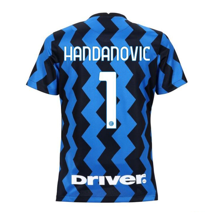 Damen Fußball Samir Handanovic #1 Heimtrikot Blau Schwarz Trikot 2020/21 Hemd