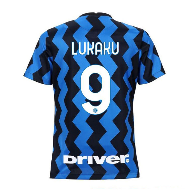 Damen Fußball Romelu Lukaku #9 Heimtrikot Blau Schwarz Trikot 2020/21 Hemd