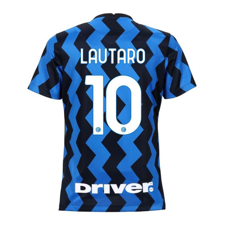 Damen Fußball Lautaro Martinez #10 Heimtrikot Blau Schwarz Trikot 2020/21 Hemd