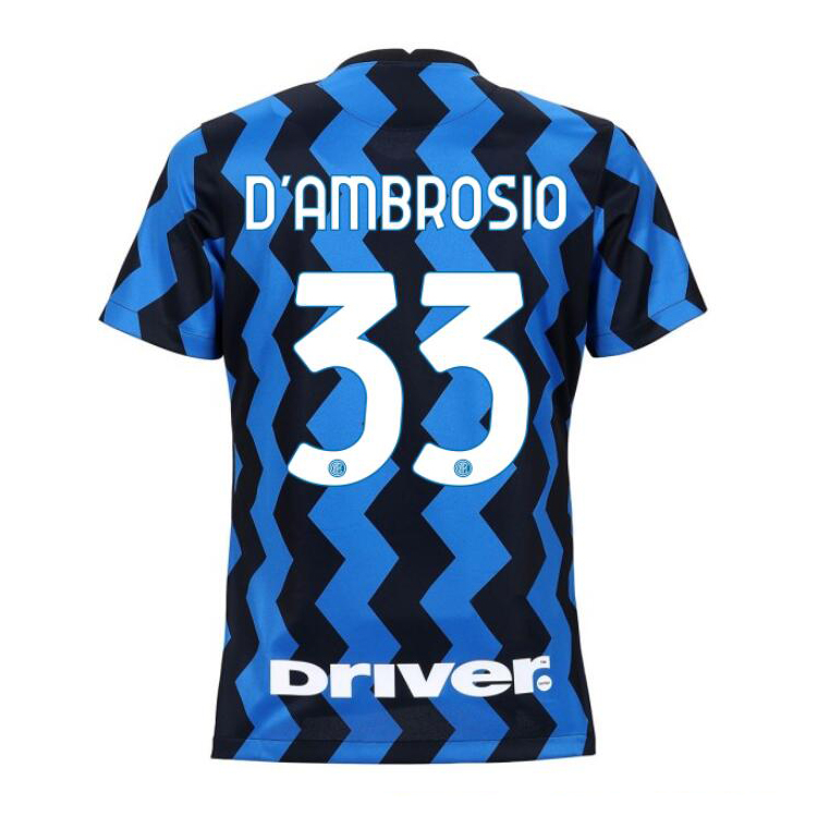 Damen Fußball Danilo D'Ambrosio #33 Heimtrikot Blau Schwarz Trikot 2020/21 Hemd