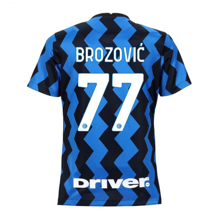 Damen Fußball Marcelo Brozovic #77 Heimtrikot Blau Schwarz Trikot 2020/21 Hemd