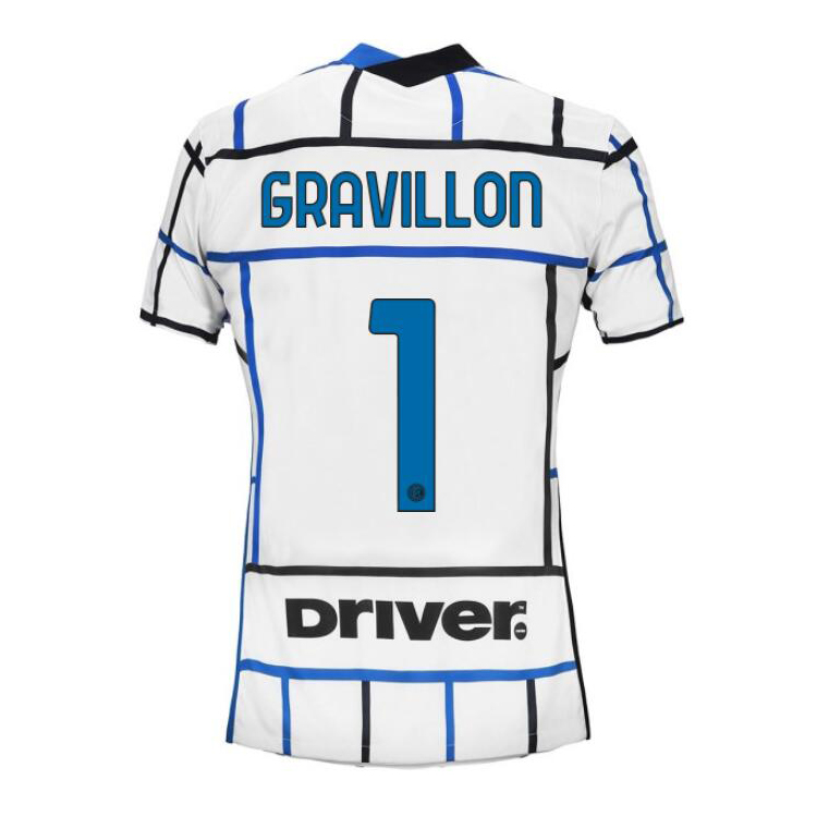 Damen Fußball Andreaw Gravillon #1 Auswärtstrikot Weiß Blau Trikot 2020/21 Hemd