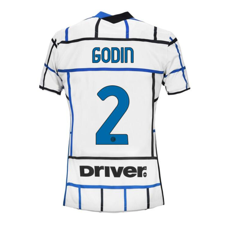 Damen Fußball Diego Godin #2 Auswärtstrikot Weiß Blau Trikot 2020/21 Hemd