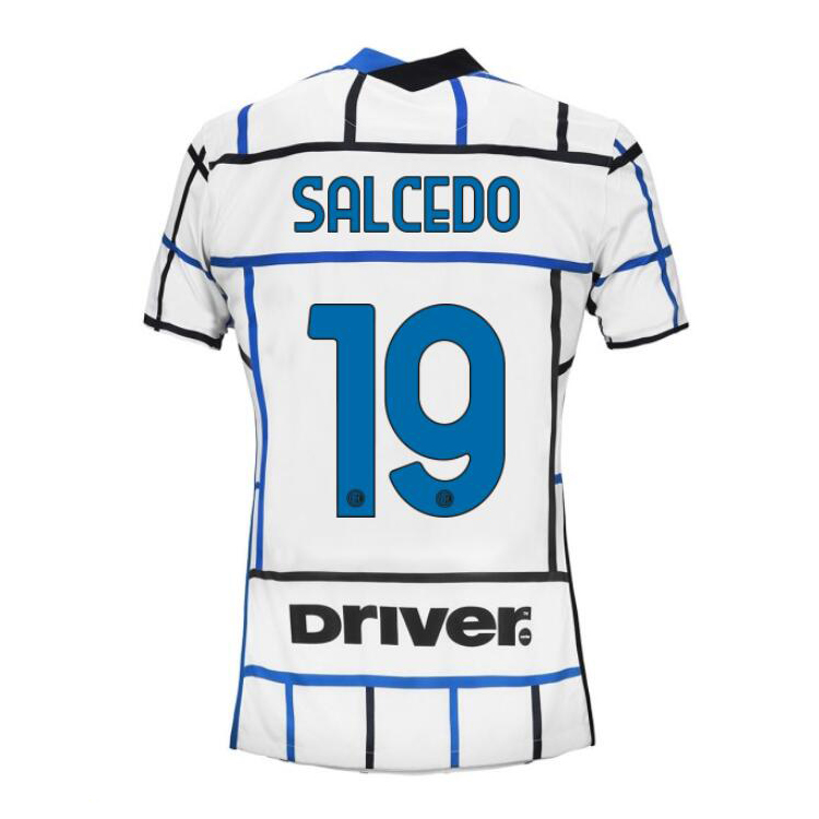 Damen Fußball Eddie Salcedo #19 Auswärtstrikot Weiß Blau Trikot 2020/21 Hemd