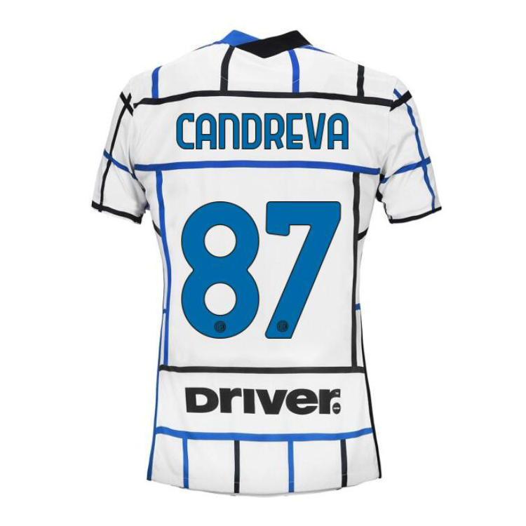 Damen Fußball Antonio Candreva #87 Auswärtstrikot Weiß Blau Trikot 2020/21 Hemd