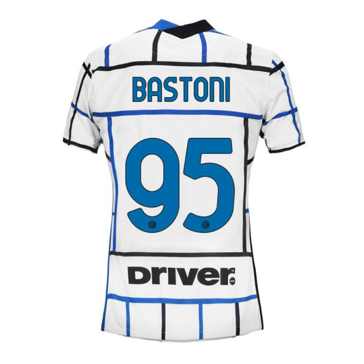 Damen Fußball Alessandro Bastoni #95 Auswärtstrikot Weiß Blau Trikot 2020/21 Hemd