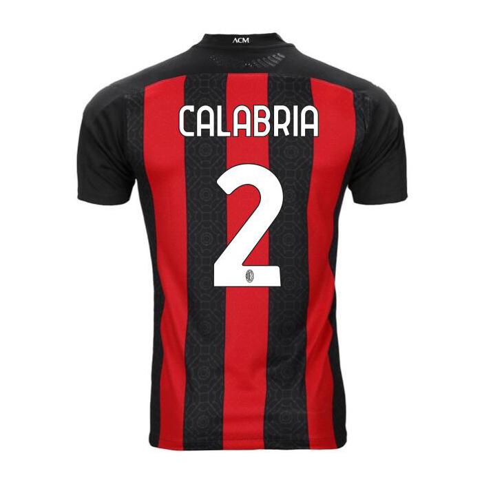 Damen Fußball Davide Calabria #2 Heimtrikot Rot Schwarz Trikot 2020/21 Hemd