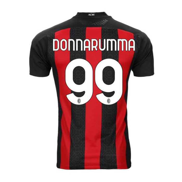 Damen Fußball Gianluigi Donnarumma #99 Heimtrikot Rot Schwarz Trikot 2020/21 Hemd