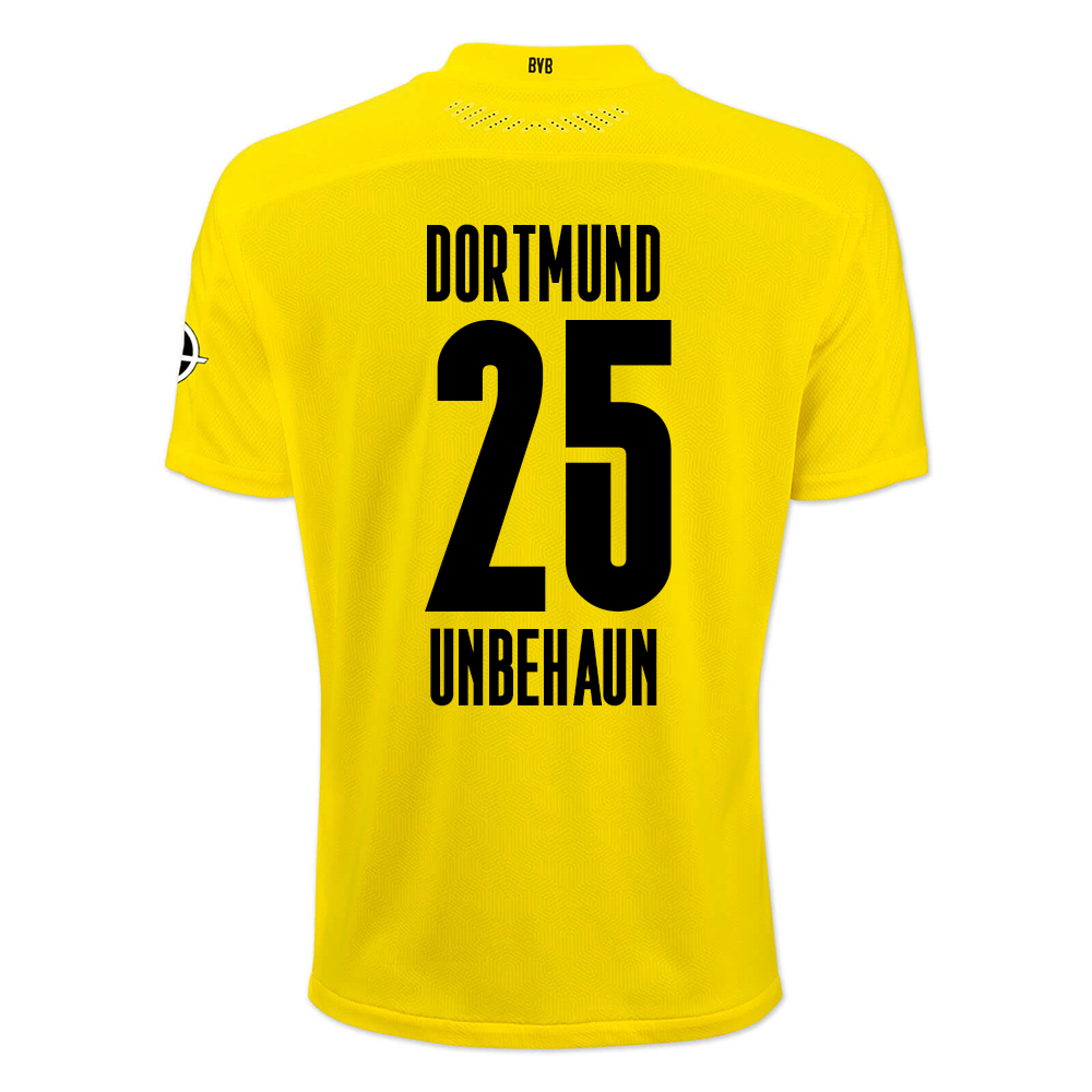 Damen Fußball Luca Unbehaun #25 Heimtrikot Gelb Schwarz Trikot 2020/21 Hemd