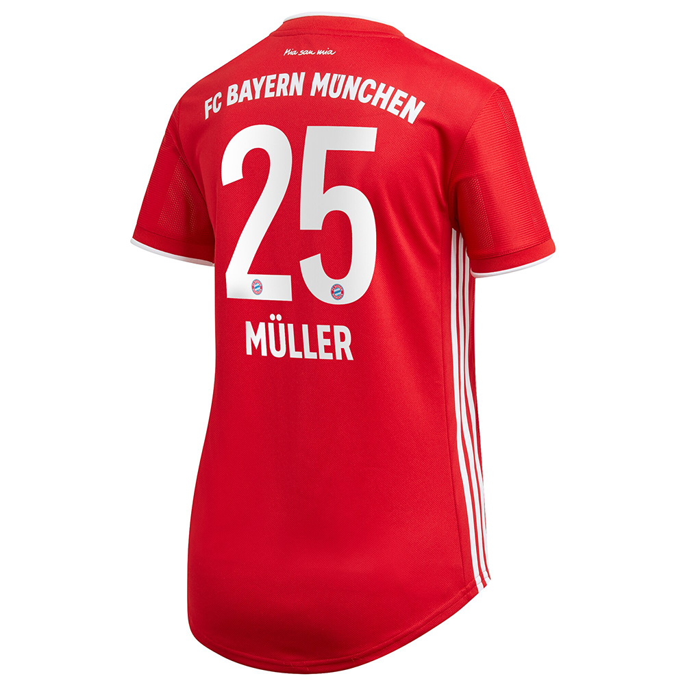 Damen Fußball Thomas Muller #25 Heimtrikot Rot Trikot 2020/21 Hemd