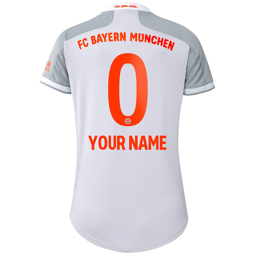 Damen Fußball Dein Name #0 Auswärtstrikot Grau Trikot 2020/21 Hemd