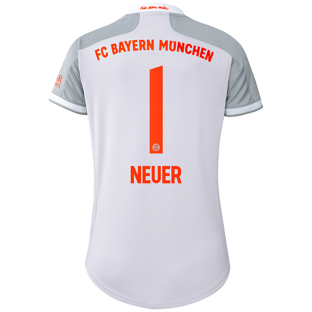 Damen Fußball Manuel Neuer #1 Auswärtstrikot Grau Trikot 2020/21 Hemd