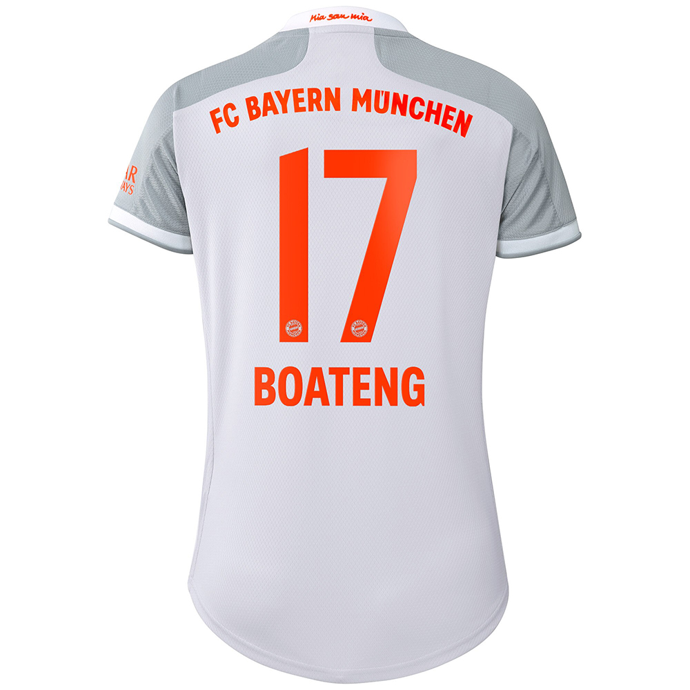 Damen Fußball Jerôme Boateng #17 Auswärtstrikot Grau Trikot 2020/21 Hemd