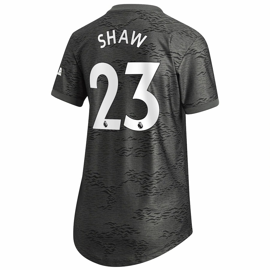 Damen Fußball Luke Shaw #23 Auswärtstrikot Schwarz Trikot 2020/21 Hemd