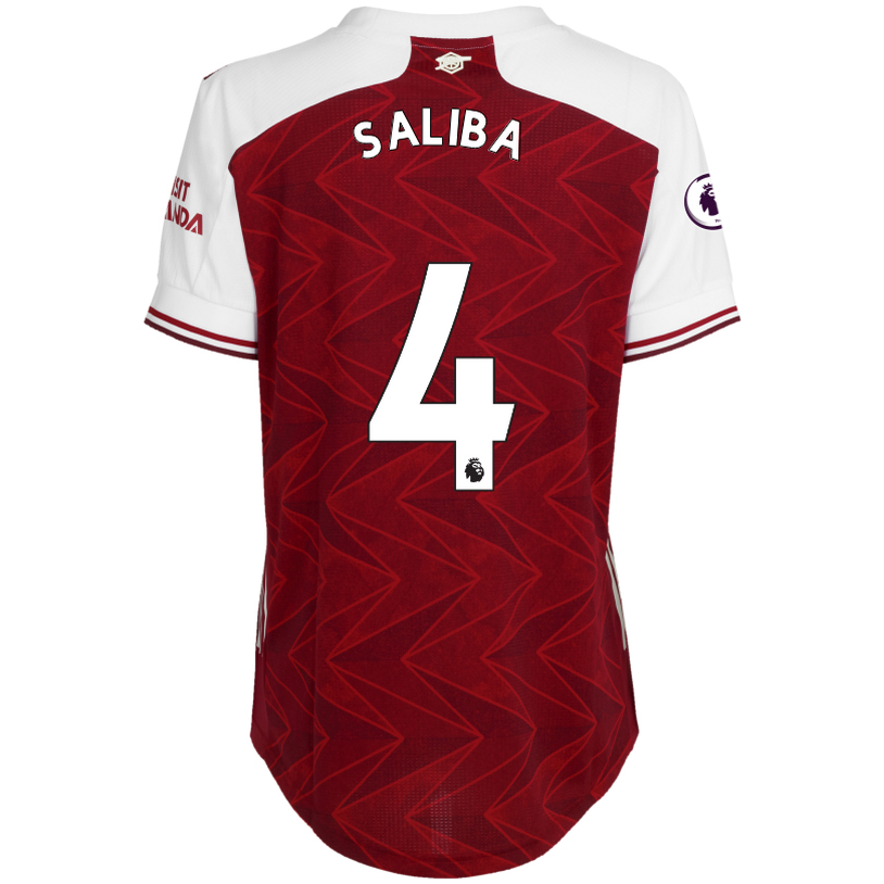 Damen Fußball William Saliba #4 Heimtrikot Rot Trikot 2020/21 Hemd
