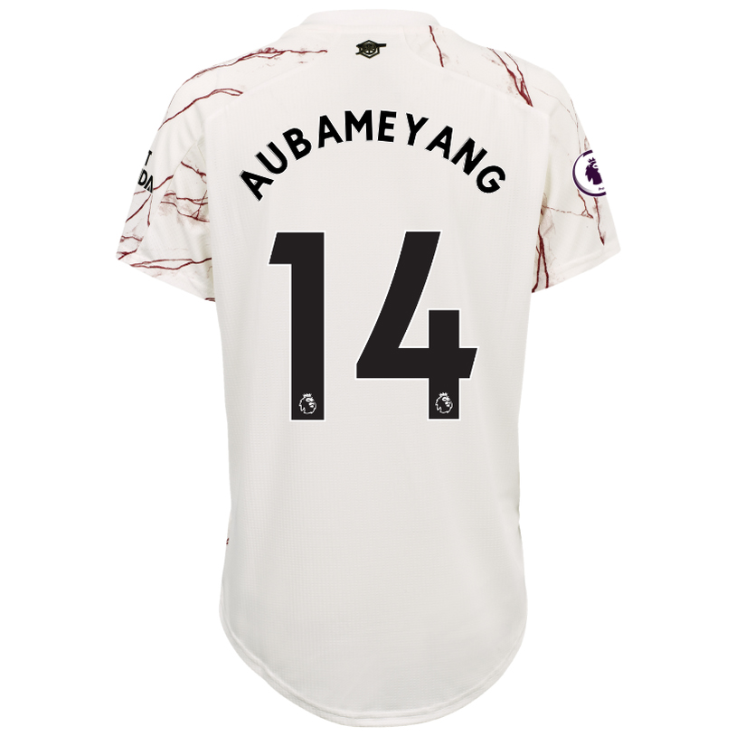 Damen Fußball Pierre-emerick Aubameyang #14 Auswärtstrikot Weiß Trikot 2020/21 Hemd